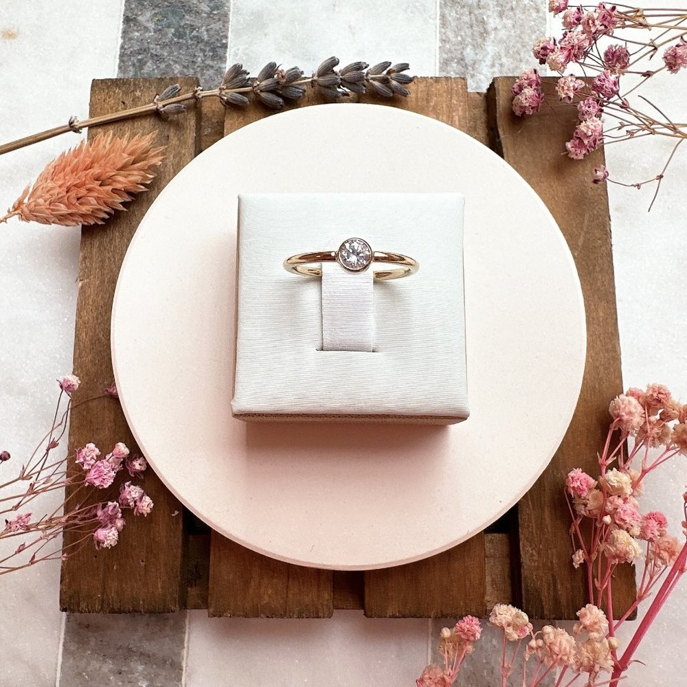 14k Gold Filled Cubic Zirconia Gold Solitaire Ring